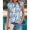 imageBTFBM Womens Tops Dressy Casual 2026 Spring Summer Shirts Boho Floral V Neck Ruffle Cap Sleeve Business Work BlousesFloral White Blue