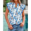 imageBTFBM Womens Tops Dressy Casual 2026 Spring Summer Shirts Boho Floral V Neck Ruffle Cap Sleeve Business Work BlousesFloral White Blue