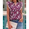 imageBTFBM Womens Tops Dressy Casual 2026 Spring Summer Shirts Boho Floral V Neck Ruffle Cap Sleeve Business Work BlousesFloral Wine Red White
