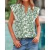 imageBTFBM Womens Tops Dressy Casual 2026 Spring Summer Shirts Boho Floral V Neck Ruffle Cap Sleeve Business Work BlousesLeaves Light Green