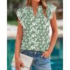 imageBTFBM Womens Tops Dressy Casual 2026 Spring Summer Shirts Boho Floral V Neck Ruffle Cap Sleeve Business Work BlousesLeaves Light Green