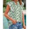 imageBTFBM Womens Tops Dressy Casual 2026 Spring Summer Shirts Boho Floral V Neck Ruffle Cap Sleeve Business Work BlousesLeaves Light Green