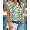 imageBTFBM Womens Tops Dressy Casual 2026 Spring Summer Shirts Boho Floral V Neck Ruffle Cap Sleeve Business Work BlousesLeaves Light Green