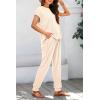 imageBTFBM Womens Two Piece Tracksuit Outfits Summer Short Sleeve Tops Long Pants Jogger Lounge Matching Sets SweatsuitApricot