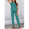 imageBTFBM Womens Two Piece Tracksuit Outfits Summer Short Sleeve Tops Long Pants Jogger Lounge Matching Sets SweatsuitBlue Green