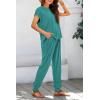 imageBTFBM Womens Two Piece Tracksuit Outfits Summer Short Sleeve Tops Long Pants Jogger Lounge Matching Sets SweatsuitBlue Green