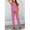 imageBTFBM Womens Two Piece Tracksuit Outfits Summer Short Sleeve Tops Long Pants Jogger Lounge Matching Sets SweatsuitDark Pink