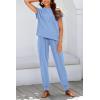 imageBTFBM Womens Two Piece Tracksuit Outfits Summer Short Sleeve Tops Long Pants Jogger Lounge Matching Sets SweatsuitLight Blue