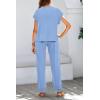 imageBTFBM Womens Two Piece Tracksuit Outfits Summer Short Sleeve Tops Long Pants Jogger Lounge Matching Sets SweatsuitLight Blue