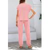 imageBTFBM Womens Two Piece Tracksuit Outfits Summer Short Sleeve Tops Long Pants Jogger Lounge Matching Sets SweatsuitPink