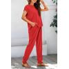 imageBTFBM Womens Two Piece Tracksuit Outfits Summer Short Sleeve Tops Long Pants Jogger Lounge Matching Sets SweatsuitRed