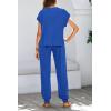 imageBTFBM Womens Two Piece Tracksuit Outfits Summer Short Sleeve Tops Long Pants Jogger Lounge Matching Sets SweatsuitRoyal Blue