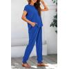 imageBTFBM Womens Two Piece Tracksuit Outfits Summer Short Sleeve Tops Long Pants Jogger Lounge Matching Sets SweatsuitRoyal Blue