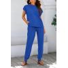 imageBTFBM Womens Two Piece Tracksuit Outfits Summer Short Sleeve Tops Long Pants Jogger Lounge Matching Sets SweatsuitRoyal Blue
