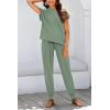 imageBTFBM Womens Two Piece Tracksuit Outfits Summer Short Sleeve Tops Long Pants Jogger Lounge Matching Sets SweatsuitSage Green