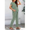 imageBTFBM Womens Two Piece Tracksuit Outfits Summer Short Sleeve Tops Long Pants Jogger Lounge Matching Sets SweatsuitSage Green