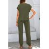 imageBTFBM Womens Two Piece Tracksuit Outfits Summer Short Sleeve Tops Long Pants Jogger Lounge Matching Sets SweatsuitSolid Army Green