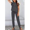 imageBTFBM Womens Two Piece Tracksuit Outfits Summer Short Sleeve Tops Long Pants Jogger Lounge Matching Sets SweatsuitSolid Dark Grey
