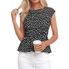 imageBTFBM Casual Short Sleeve Shirts Summer 2026 Going Out Tops for Women Trendy Polka Dots Work Blouses TunicsBlack