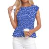 imageBTFBM Casual Short Sleeve Shirts Summer 2026 Going Out Tops for Women Trendy Polka Dots Work Blouses TunicsBlue