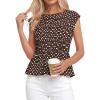 imageBTFBM Casual Short Sleeve Shirts Summer 2026 Going Out Tops for Women Trendy Polka Dots Work Blouses TunicsBrown