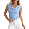 imageBTFBM Cowl Neck Tank Tops for Women 2026 Spring Summer Sleeveless Dressy Blouses Business Casual Outfits Going Out TopLight Blue