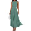 imageBTFBM Summer Maxi Dresses for Women 2026 Spring Sleeveless Casual Ruched High Waisted Long Sundress Flowy Beach DressSage Green