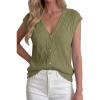 imageBTFBM Sweater Vest Women V Neck Cap Sleeve Button Down Knit Tops Spring Summer 2026 Loose Lightweight Cardigan VestsArmy Green