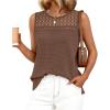 imageBTFBM Tank Top for Women 2026 Sleeveless Shirts Waffle Knit Vest Crew Neck Casual Outfits Loose Blouses Summer TopsCoffee