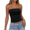 imageBTFBM Tube Tops for Women Floral Embroidery Summer Crop Top 2026 Strapless Going Out Y2K Beach Vacation Spring ClothesBlack