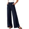 imageBTFBM Wide Leg Pants Woman 2026 High Waisted Button Business Casual Dressy Trousers Office Work Palazzo Pants PocketsNavy