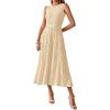 imageBTFBM Women Tank Midi Dress Summer Crewneck Sleeveless Pleated A Line Business Casual Formal Sweater Spring Dresses 2026Apricot