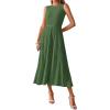 imageBTFBM Women Tank Midi Dress Summer Crewneck Sleeveless Pleated A Line Business Casual Formal Sweater Spring Dresses 2026Army Green