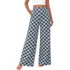 imageBTFBM Womens Checkered Palazzo Pants Wide Leg High Waisted Pockets Gingham Casual Lounge Pajama Trousers Summer OutfitsPlaid Coffee Blue