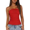 imageBTFBM Womens Strapless Tube Tops Spring Summer Clothes 2026 Trendy Casual Ruched Stretchy Going Out Bodycon Bandeau TopRed