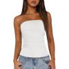 imageBTFBM Womens Strapless Tube Tops Spring Summer Clothes 2026 Trendy Casual Ruched Stretchy Going Out Bodycon Bandeau TopWhite