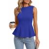 imageBTFBM Womens Summer Tops 2026 Business Casual Outfits Crew Neck Sleeveless Shirts Slim Fit Peplum Tank TopRoyal Blue