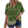 imageBTFBM Womens Summer Tops Boho V Neck Short Sleeve Dressy Casual Business Blouses Flowy Floral Print Shirt Trendy 2026Floral Green White