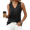 imageBTFBM Womens Tank Tops 2026 Summer Eyelet Crossed V Neck Sleeveless Casual Loose Fit Basic Spring Top Vacation OutfitsBlack