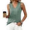 imageBTFBM Womens Tank Tops 2026 Summer Eyelet Crossed V Neck Sleeveless Casual Loose Fit Basic Spring Top Vacation OutfitsSage Green
