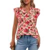 imageBTFBM Womens Tops Dressy Casual 2026 Spring Summer Shirts Boho Floral V Neck Ruffle Cap Sleeve Business Work BlousesFloral Orange Pink Red