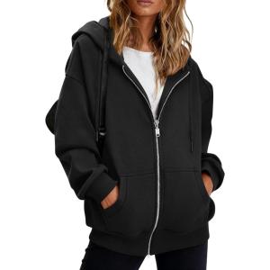 imageBTFBM Hoodies for Women Zip Up jacket Drawstring Spring Fashion 2026 Trendy Long Sleeve Sweatshirt Clothing OutfitsBlack