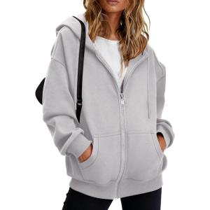 imageBTFBM Hoodies for Women Zip Up jacket Drawstring Spring Fashion 2026 Trendy Long Sleeve Sweatshirt Clothing OutfitsGrey