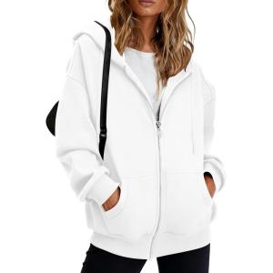 imageBTFBM Hoodies for Women Zip Up jacket Drawstring Spring Fashion 2026 Trendy Long Sleeve Sweatshirt Clothing OutfitsWhite