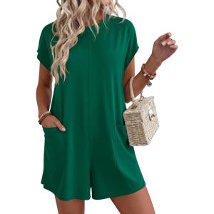 imageBTFBM Rompers for Women Summer 2026 Casual Dressy One Piece Shorts Tshirt Pants Jumpsuit Beach Vacation Clothes OutfitGreen