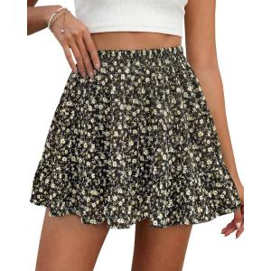 imageBTFBM Summer Skirts for Women 2026 Floral High Waist Shorts Underneath Boho Tiered Flowy Tennis Skorts Casual Mini SkirtFloral Black