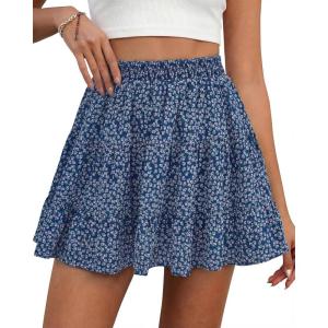 imageBTFBM Summer Skirts for Women 2026 Floral High Waist Shorts Underneath Boho Tiered Flowy Tennis Skorts Casual Mini SkirtFloral Blue Purple