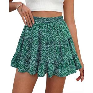 imageBTFBM Summer Skirts for Women 2026 Floral High Waist Shorts Underneath Boho Tiered Flowy Tennis Skorts Casual Mini SkirtFloral Green Blue