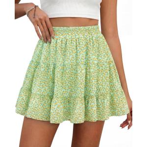 imageBTFBM Summer Skirts for Women 2026 Floral High Waist Shorts Underneath Boho Tiered Flowy Tennis Skorts Casual Mini SkirtFloral Green Yellow