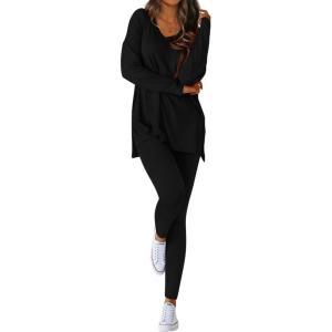 imageBTFBM Two Piece Sets for Women 2026 Casual Lounge Set Matching Oversized Shirts Leggings Workout Airport Travel OutfitsBlack